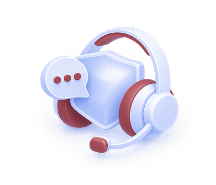3D illustration of a headset and chat bubble